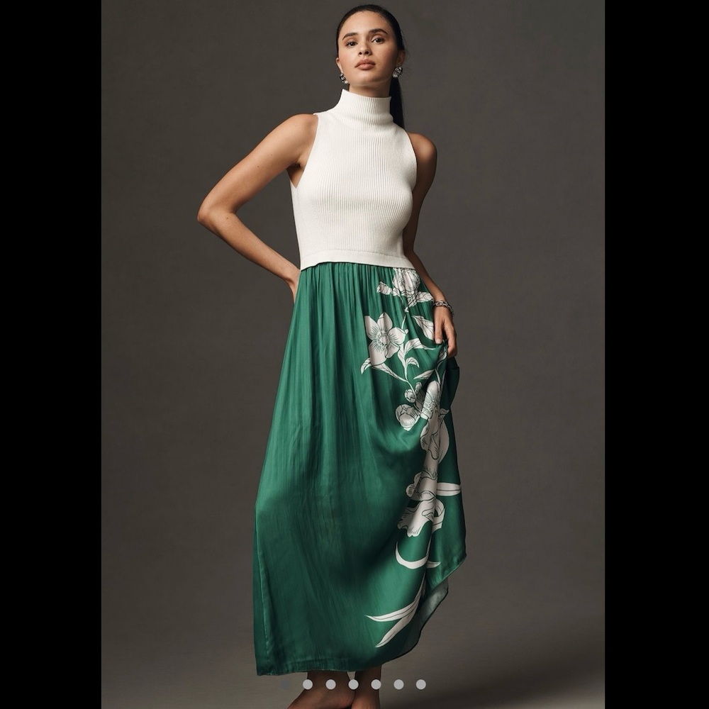 NWT Anthropologie RARE Thea Twofer Maxi Dress | Ribbed Bodice + Flowy Skirt | M